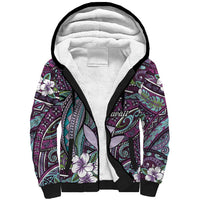 Personalised Hawaii Tribal Humpback Whale Sherpa Hoodie Poni Hibiscus Seamless Pattern LT9 Unisex Purple - Polynesian Pride
