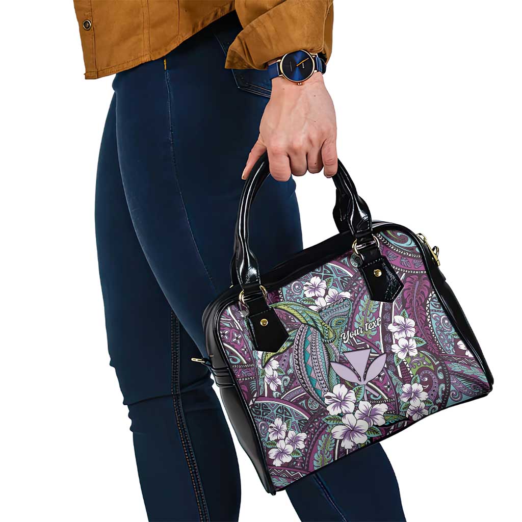 Personalised Hawaii Tribal Humpback Whale Shoulder Handbag Poni Hibiscus Seamless Pattern LT9 - Polynesian Pride