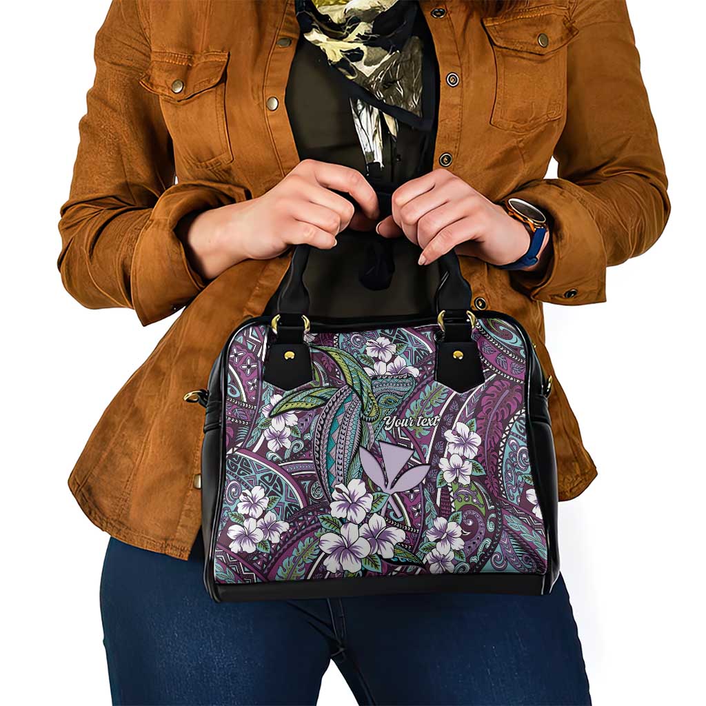 Personalised Hawaii Tribal Humpback Whale Shoulder Handbag Poni Hibiscus Seamless Pattern LT9 - Polynesian Pride