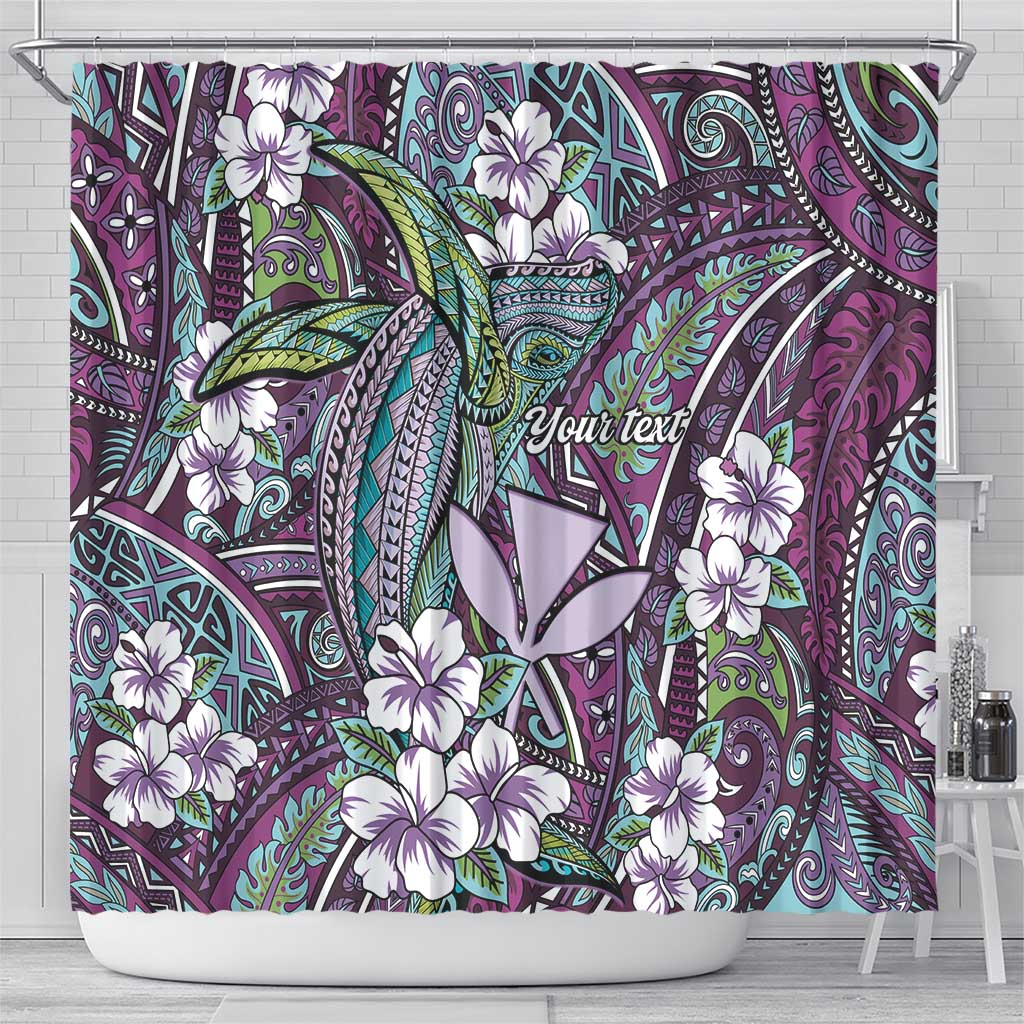 Personalised Hawaii Tribal Humpback Whale Shower Curtain Poni Hibiscus Seamless Pattern LT9 - Polynesian Pride