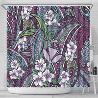 Personalised Hawaii Tribal Humpback Whale Shower Curtain Poni Hibiscus Seamless Pattern LT9 - Polynesian Pride