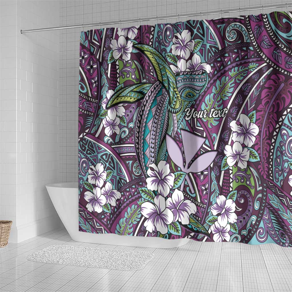 Personalised Hawaii Tribal Humpback Whale Shower Curtain Poni Hibiscus Seamless Pattern LT9 - Polynesian Pride