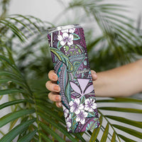 Personalised Hawaii Tribal Humpback Whale Skinny Tumbler Poni Hibiscus Seamless Pattern LT9 - Polynesian Pride