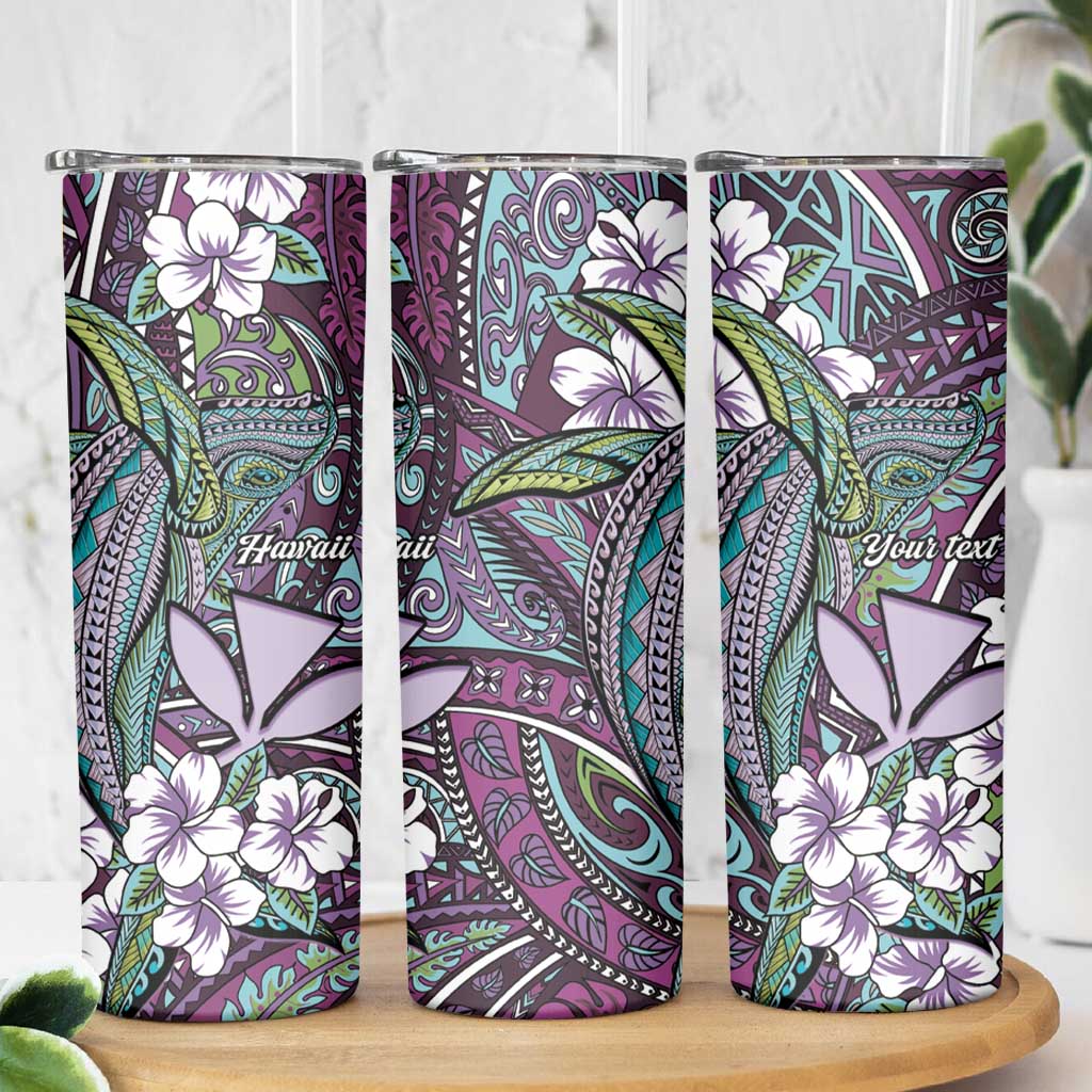 Personalised Hawaii Tribal Humpback Whale Skinny Tumbler Poni Hibiscus Seamless Pattern LT9 - Polynesian Pride