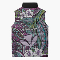 Personalised Hawaii Tribal Humpback Whale Sleeveless Puffer Jacket Poni Hibiscus Seamless Pattern LT9 - Polynesian Pride