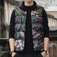 Personalised Hawaii Tribal Humpback Whale Sleeveless Puffer Jacket Poni Hibiscus Seamless Pattern LT9 - Polynesian Pride