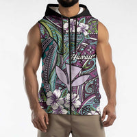 Personalised Hawaii Tribal Humpback Whale Sleeveless Zip Hoodie Poni Hibiscus Seamless Pattern LT9 - Polynesian Pride