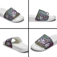 Personalised Hawaii Tribal Humpback Whale Slide Sandals Poni Hibiscus Seamless Pattern LT9 - Polynesian Pride