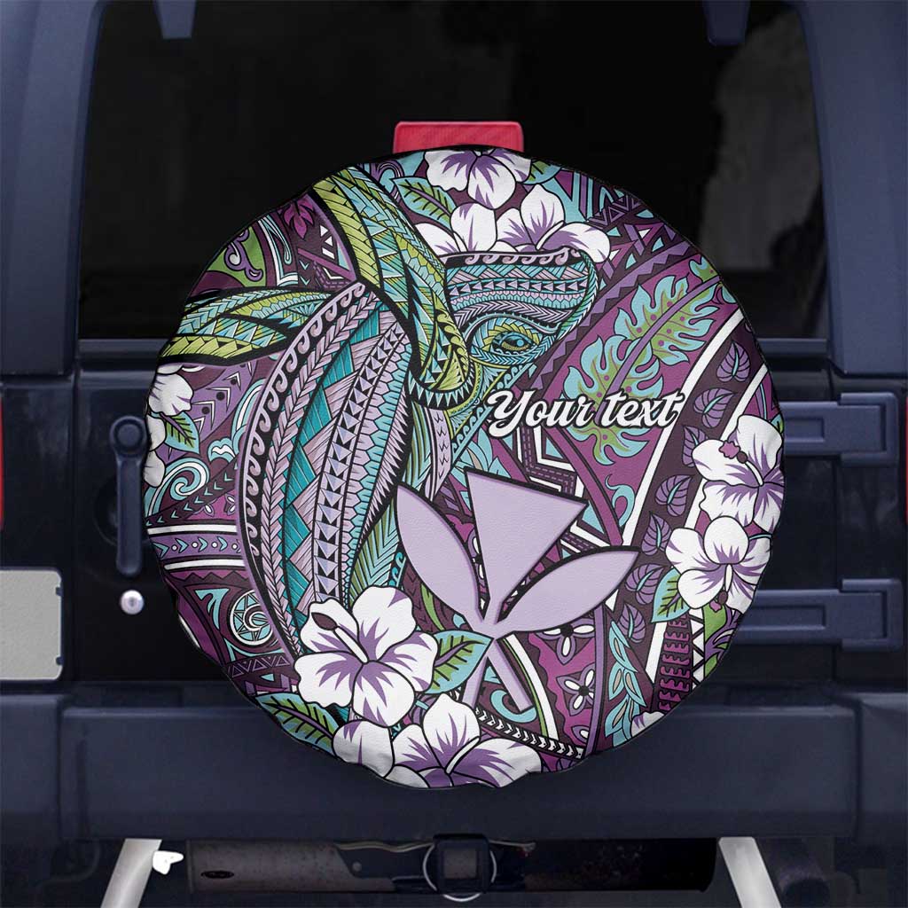 Personalised Hawaii Tribal Humpback Whale Spare Tire Cover Poni Hibiscus Seamless Pattern
