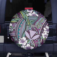 Personalised Hawaii Tribal Humpback Whale Spare Tire Cover Poni Hibiscus Seamless Pattern