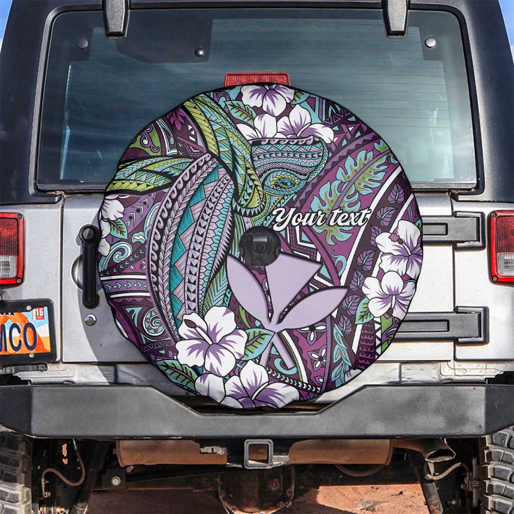 Personalised Hawaii Tribal Humpback Whale Spare Tire Cover Poni Hibiscus Seamless Pattern