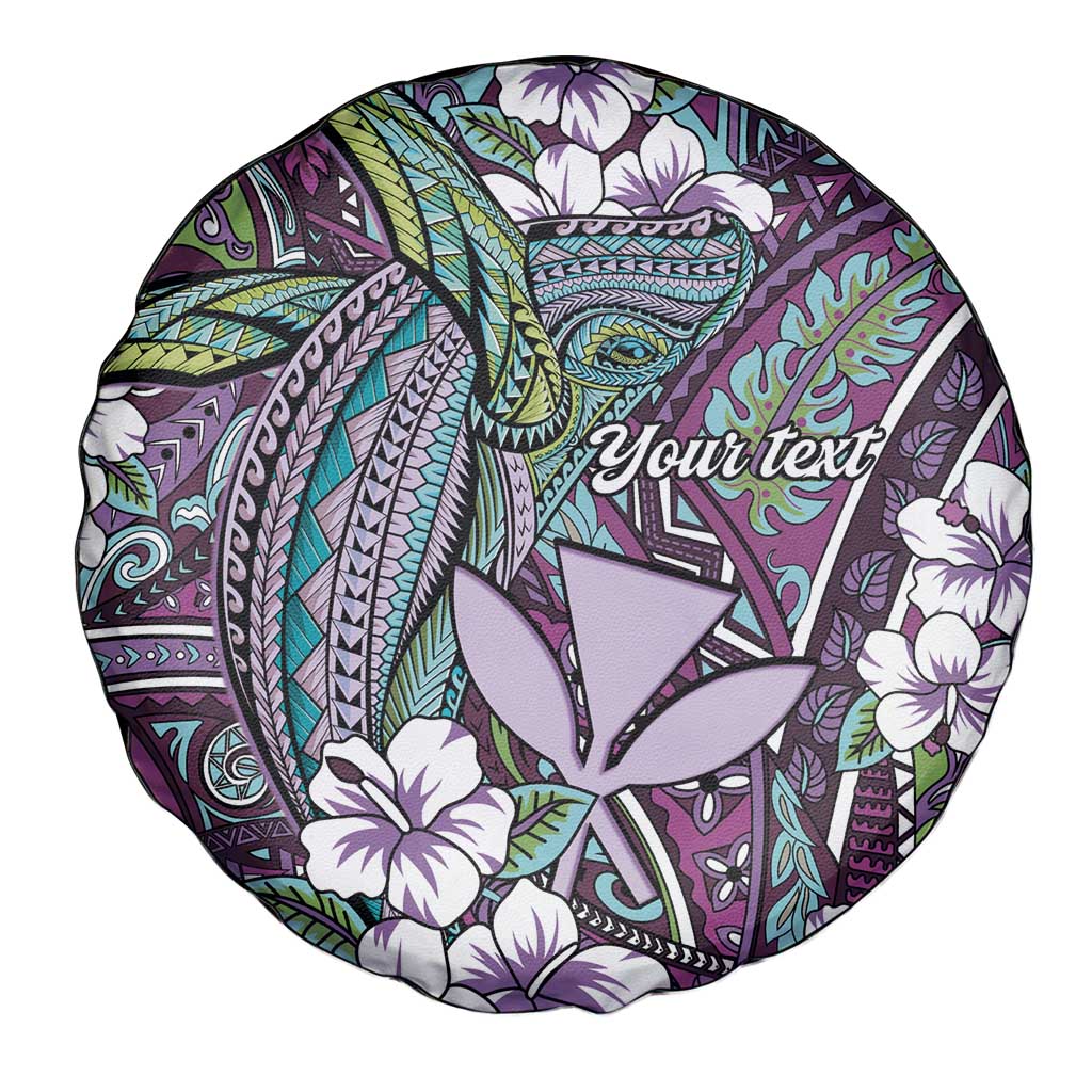 Personalised Hawaii Tribal Humpback Whale Spare Tire Cover Poni Hibiscus Seamless Pattern