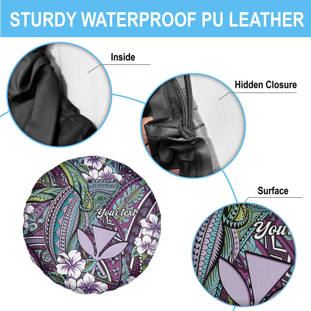 Personalised Hawaii Tribal Humpback Whale Spare Tire Cover Poni Hibiscus Seamless Pattern