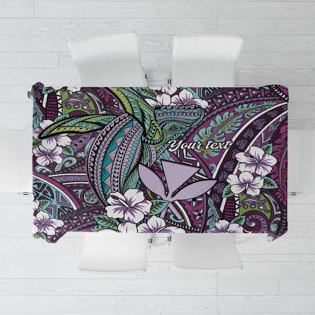 Personalised Hawaii Tribal Humpback Whale Tablecloth Poni Hibiscus Seamless Pattern LT9 Purple - Polynesian Pride