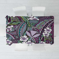 Personalised Hawaii Tribal Humpback Whale Tablecloth Poni Hibiscus Seamless Pattern LT9 Purple - Polynesian Pride