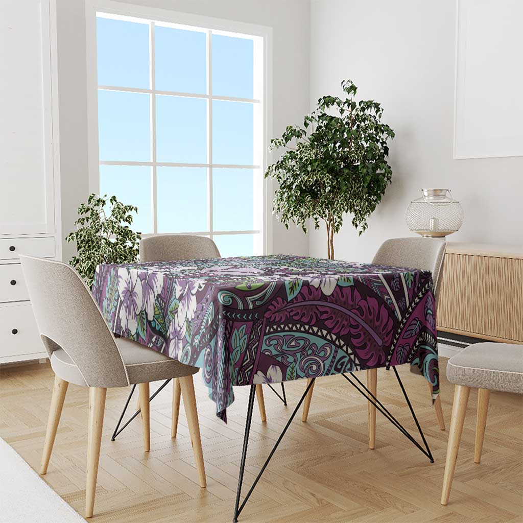 Personalised Hawaii Tribal Humpback Whale Tablecloth Poni Hibiscus Seamless Pattern LT9 - Polynesian Pride