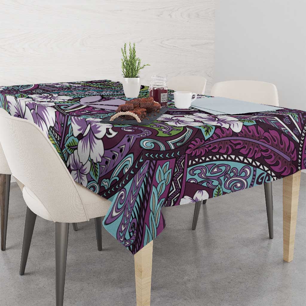 Personalised Hawaii Tribal Humpback Whale Tablecloth Poni Hibiscus Seamless Pattern LT9 - Polynesian Pride