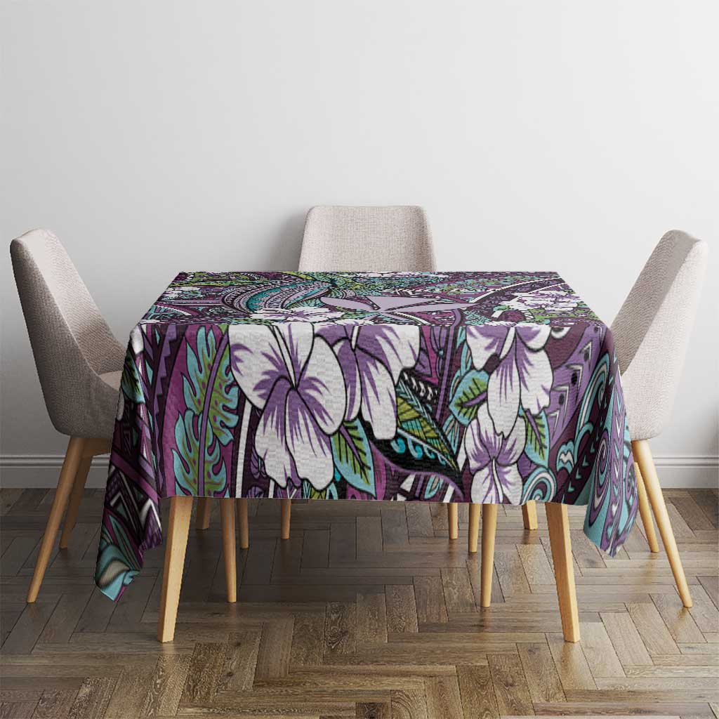 Personalised Hawaii Tribal Humpback Whale Tablecloth Poni Hibiscus Seamless Pattern LT9 - Polynesian Pride