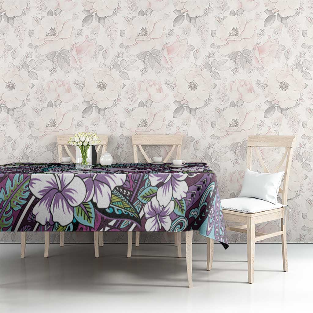 Personalised Hawaii Tribal Humpback Whale Tablecloth Poni Hibiscus Seamless Pattern LT9 - Polynesian Pride