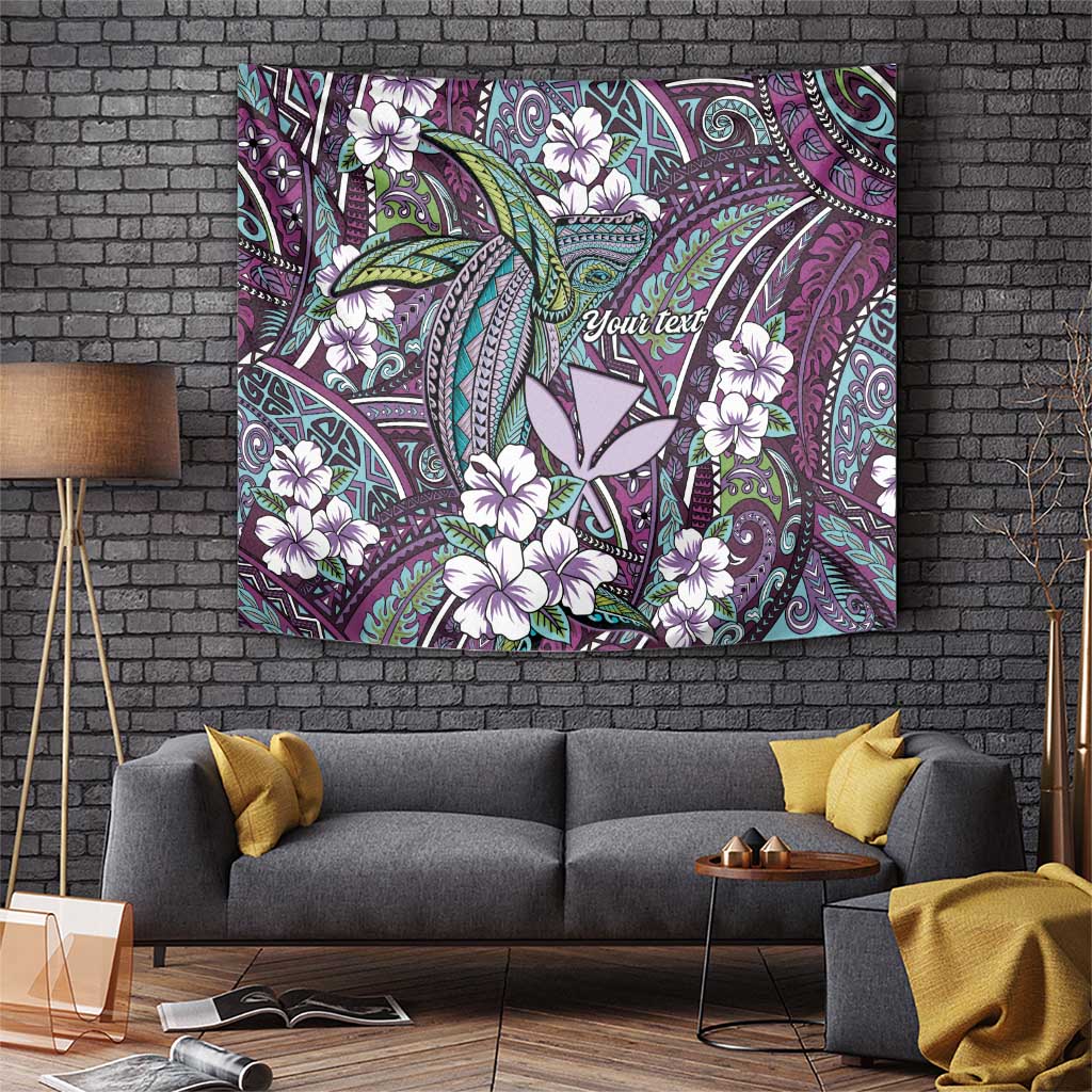Personalised Hawaii Tribal Humpback Whale Tapestry Poni Hibiscus Seamless Pattern