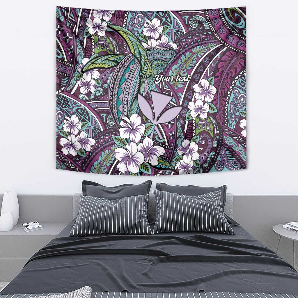 Personalised Hawaii Tribal Humpback Whale Tapestry Poni Hibiscus Seamless Pattern