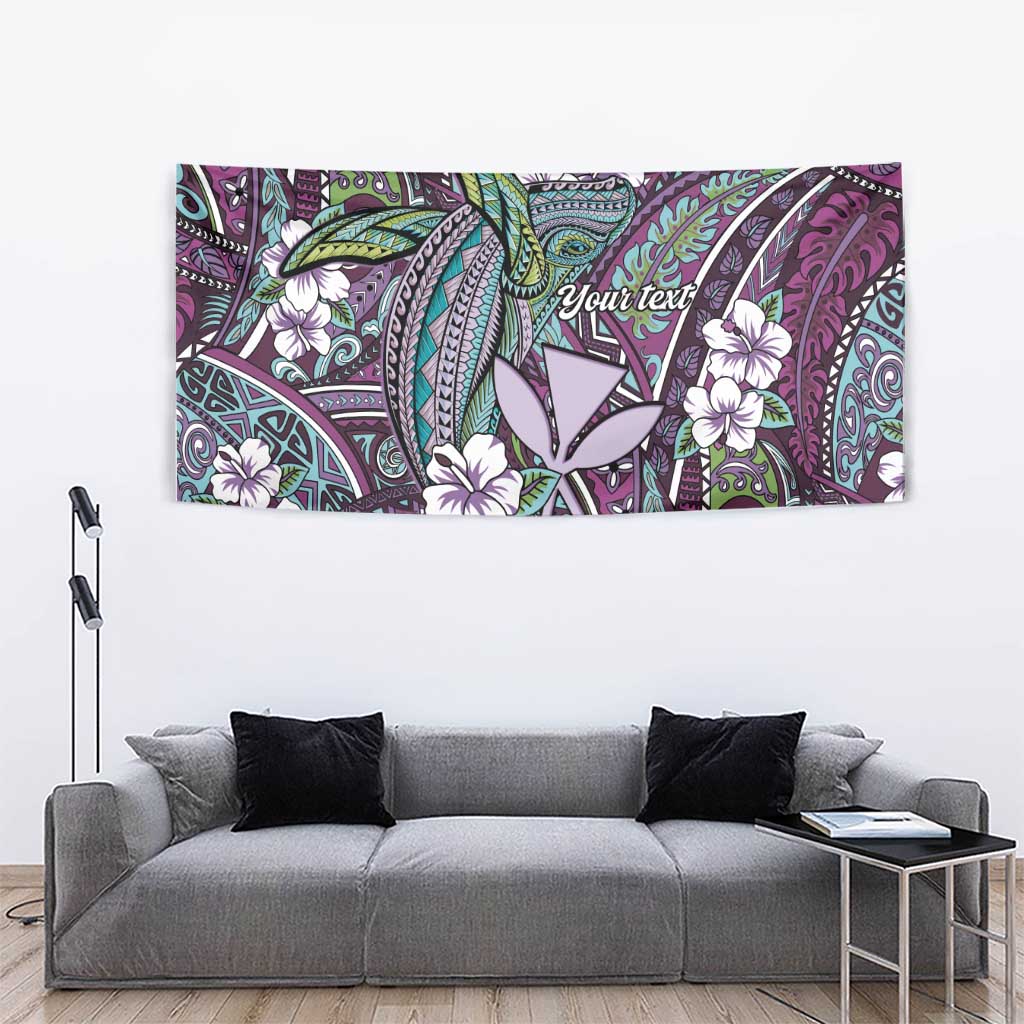 Personalised Hawaii Tribal Humpback Whale Tapestry Poni Hibiscus Seamless Pattern