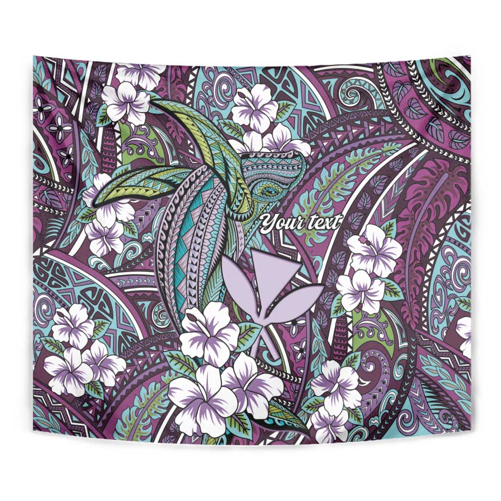 Personalised Hawaii Tribal Humpback Whale Tapestry Poni Hibiscus Seamless Pattern