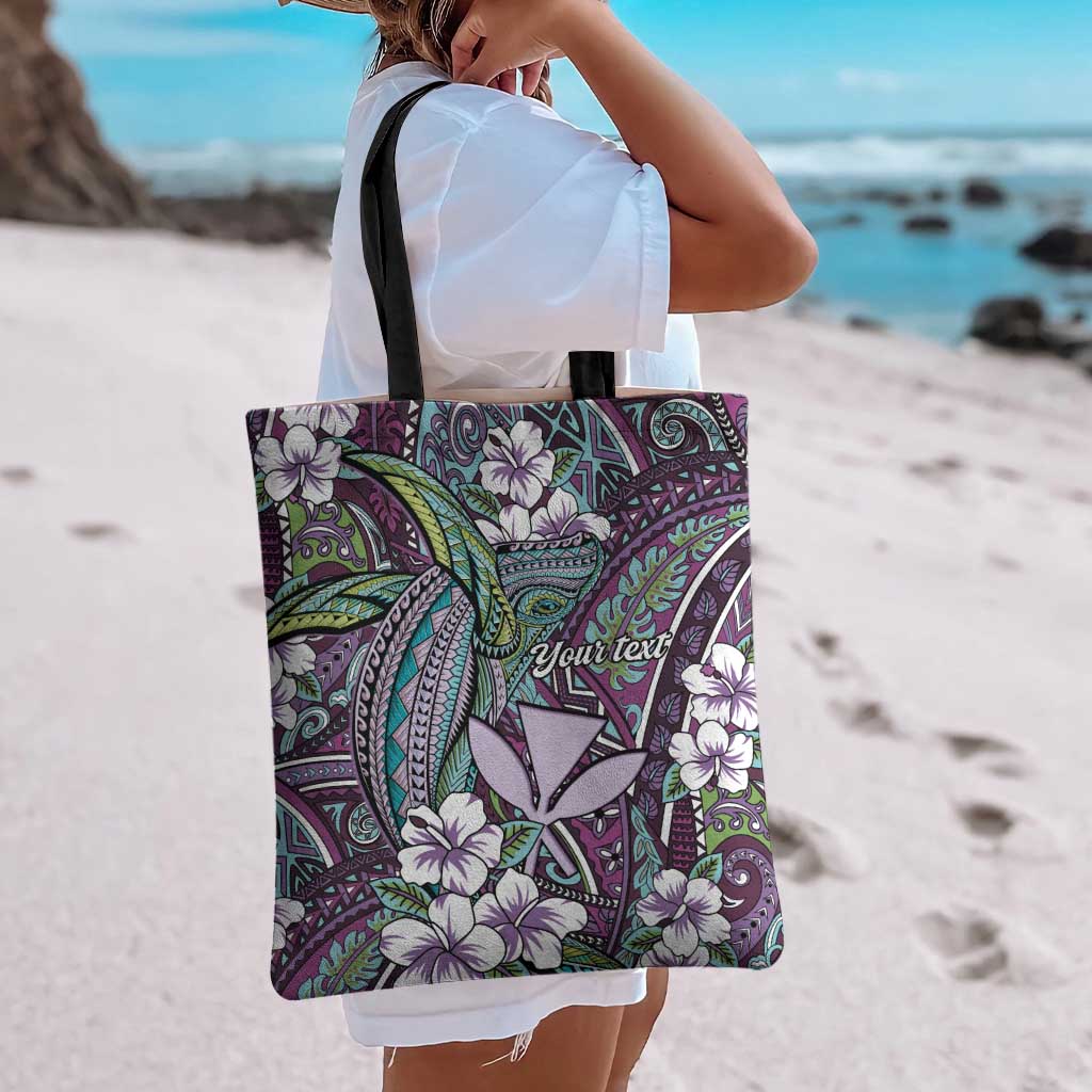 Personalised Hawaii Tribal Humpback Whale Tote Bag Poni Hibiscus Seamless Pattern LT9 - Polynesian Pride