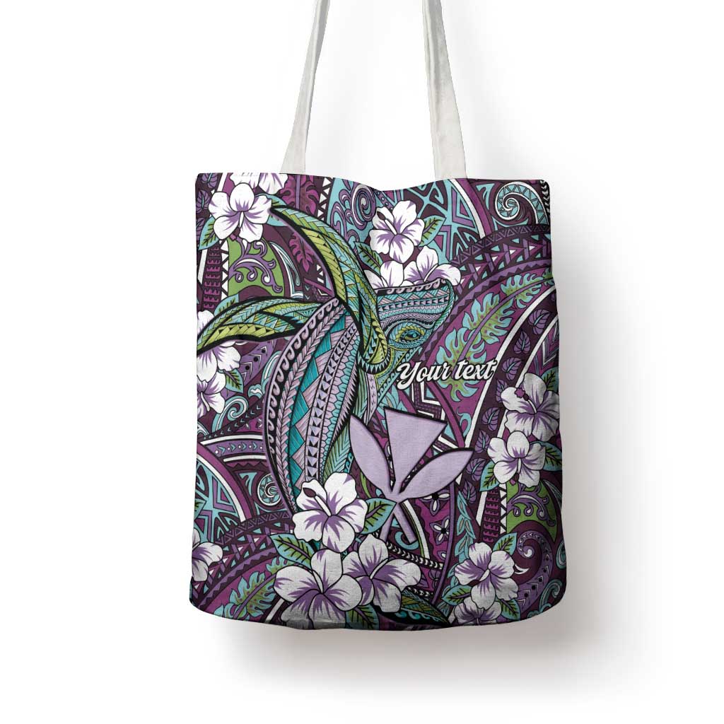 Personalised Hawaii Tribal Humpback Whale Tote Bag Poni Hibiscus Seamless Pattern LT9 - Polynesian Pride