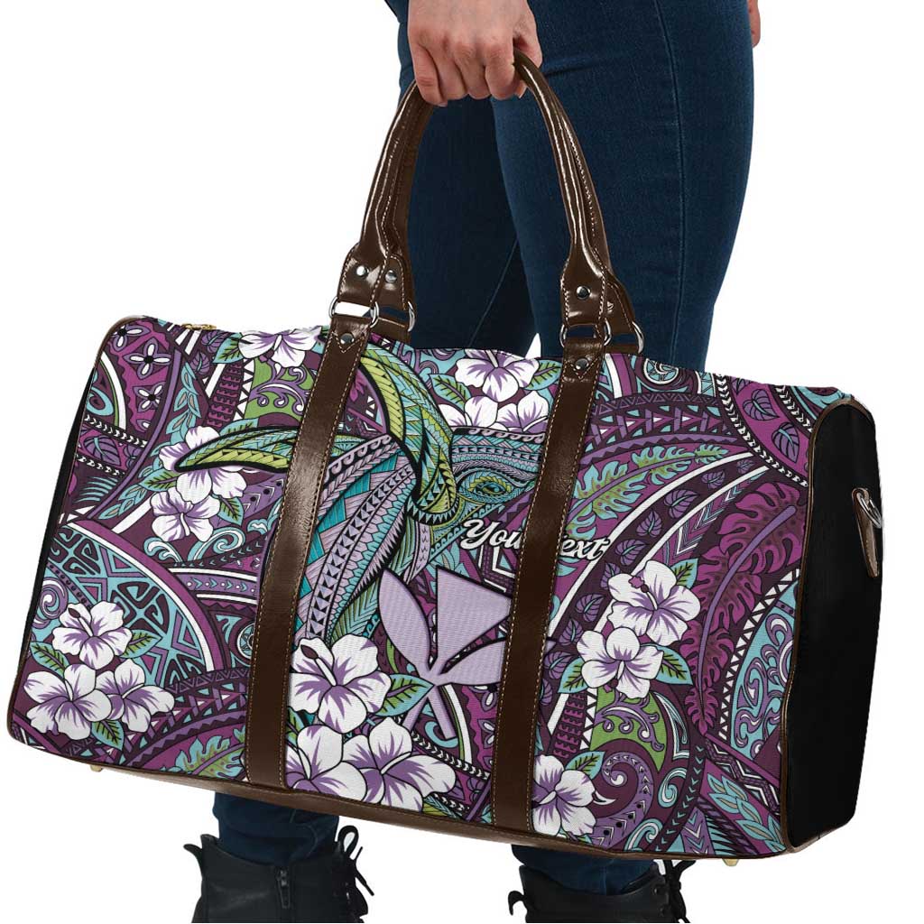Personalised Hawaii Tribal Humpback Whale Travel Bag Poni Hibiscus Seamless Pattern LT9 - Polynesian Pride