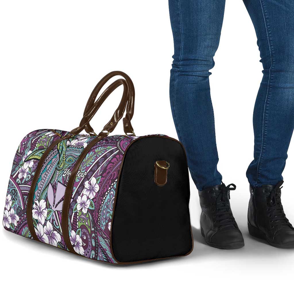 Personalised Hawaii Tribal Humpback Whale Travel Bag Poni Hibiscus Seamless Pattern LT9 - Polynesian Pride