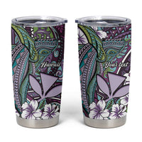 Personalised Hawaii Tribal Humpback Whale Tumbler Cup Poni Hibiscus Seamless Pattern LT9 Purple - Polynesian Pride