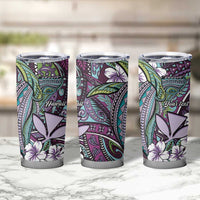 Personalised Hawaii Tribal Humpback Whale Tumbler Cup Poni Hibiscus Seamless Pattern LT9 - Polynesian Pride