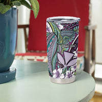 Personalised Hawaii Tribal Humpback Whale Tumbler Cup Poni Hibiscus Seamless Pattern LT9 - Polynesian Pride