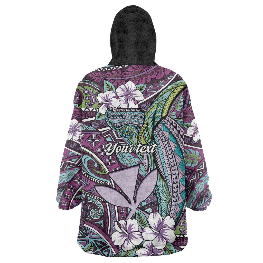Personalised Hawaii Tribal Humpback Whale Wearable Blanket Hoodie Poni Hibiscus Seamless Pattern LT9 - Polynesian Pride