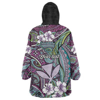 Personalised Hawaii Tribal Humpback Whale Wearable Blanket Hoodie Poni Hibiscus Seamless Pattern LT9 - Polynesian Pride