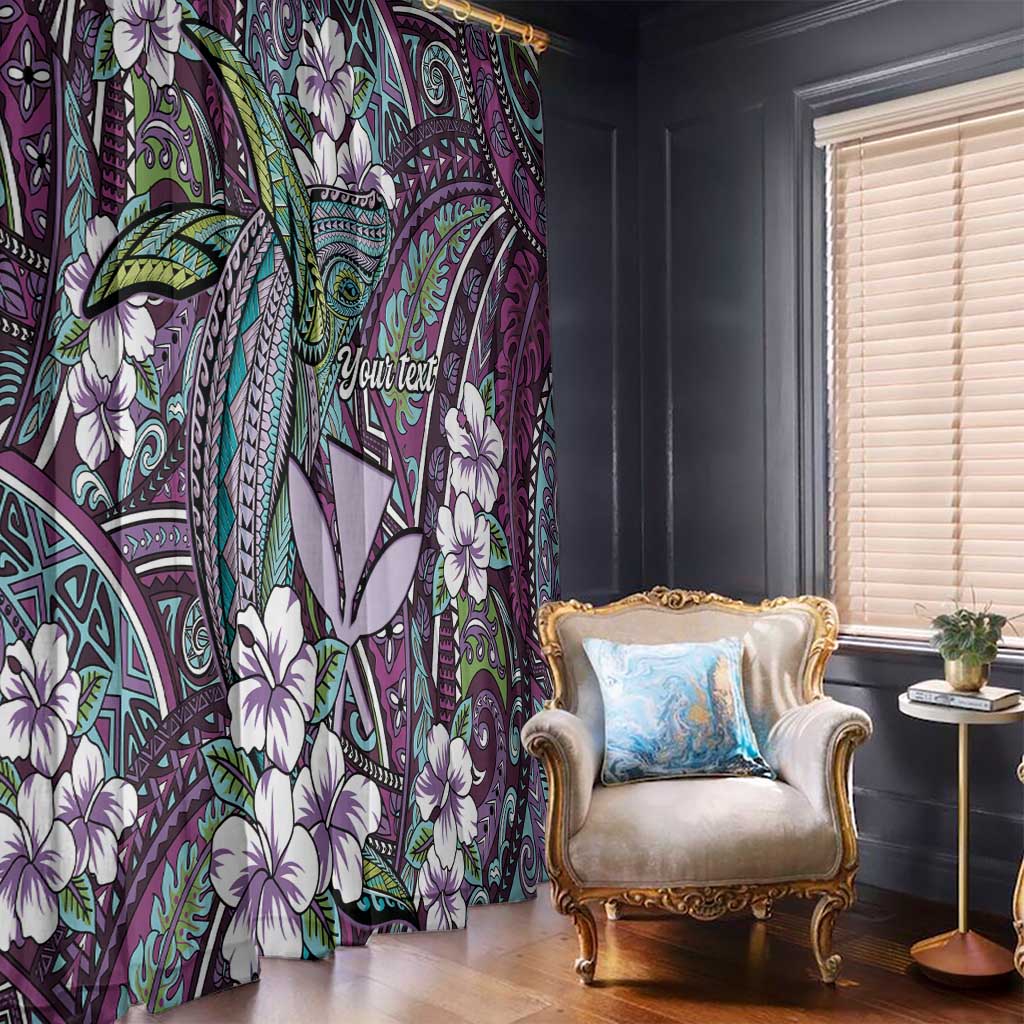 Personalised Hawaii Tribal Humpback Whale Window Curtain Poni Hibiscus Seamless Pattern LT9 - Polynesian Pride