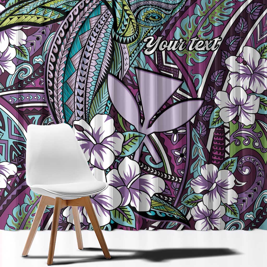 Personalised Hawaii Tribal Humpback Whale Window Curtain Poni Hibiscus Seamless Pattern LT9 - Polynesian Pride