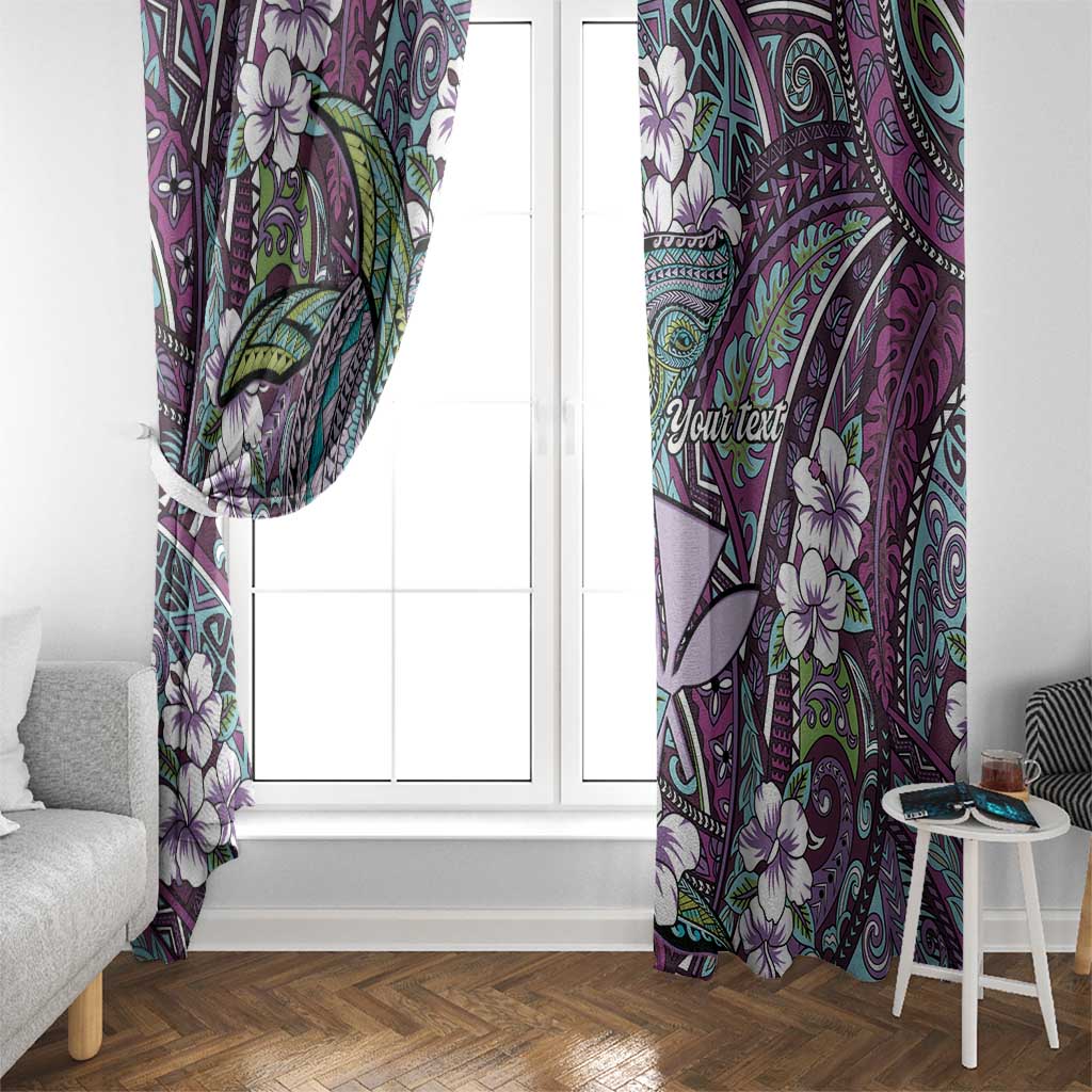 Personalised Hawaii Tribal Humpback Whale Window Curtain Poni Hibiscus Seamless Pattern LT9 - Polynesian Pride