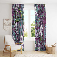 Personalised Hawaii Tribal Humpback Whale Window Curtain Poni Hibiscus Seamless Pattern LT9 - Polynesian Pride