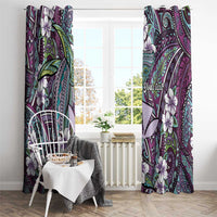 Personalised Hawaii Tribal Humpback Whale Window Curtain Poni Hibiscus Seamless Pattern LT9 - Polynesian Pride