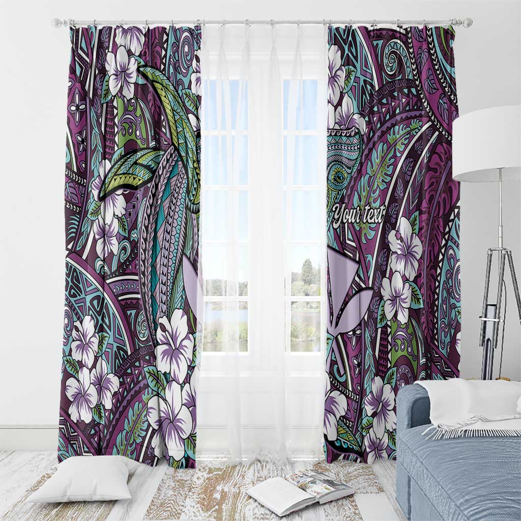 Personalised Hawaii Tribal Humpback Whale Window Curtain Poni Hibiscus Seamless Pattern LT9 - Polynesian Pride