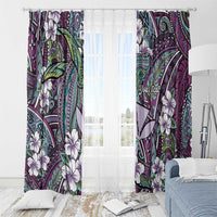 Personalised Hawaii Tribal Humpback Whale Window Curtain Poni Hibiscus Seamless Pattern LT9 - Polynesian Pride