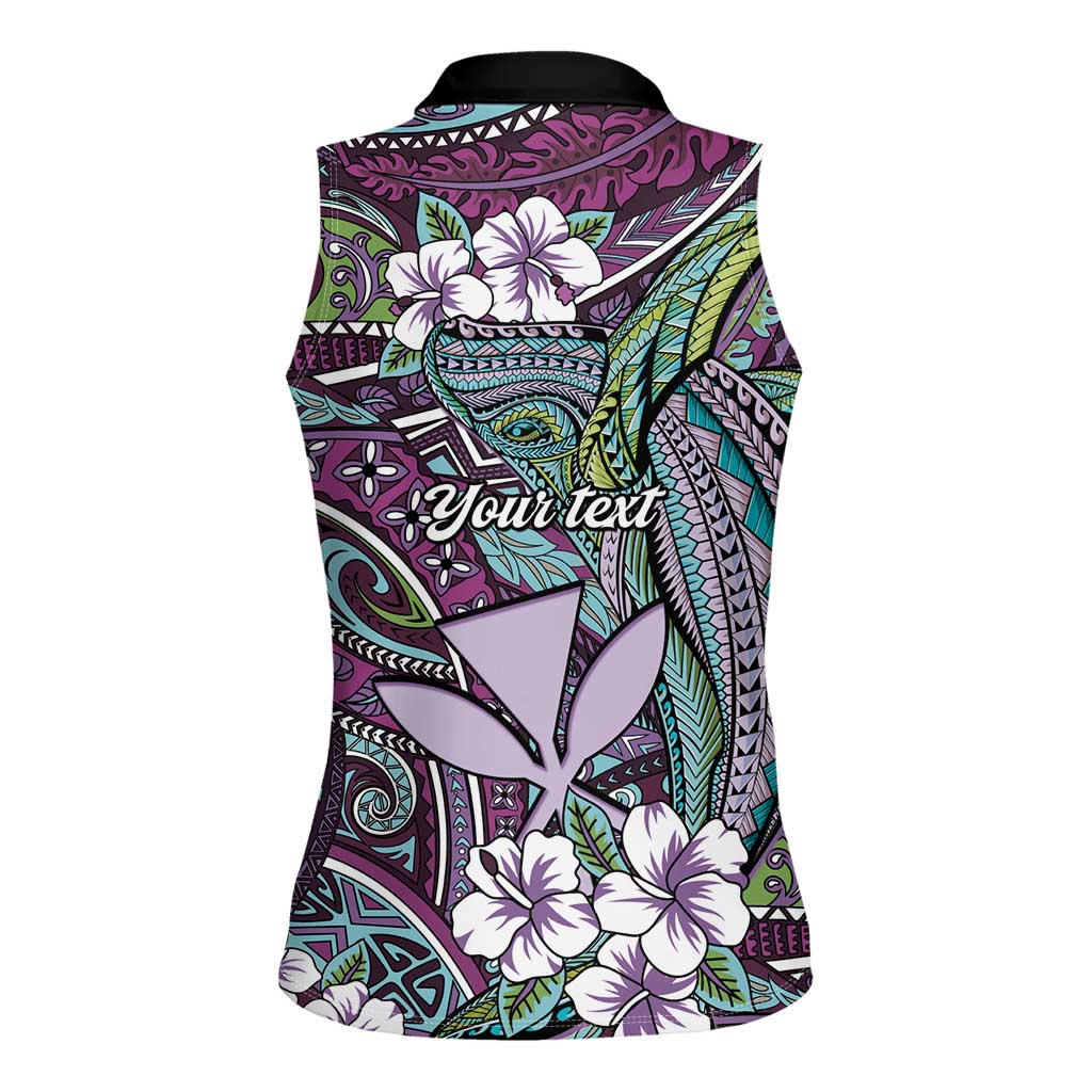 Personalised Hawaii Tribal Humpback Whale Women Sleeveless Polo Shirt Poni Hibiscus Seamless Pattern LT9 - Polynesian Pride