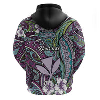 Personalised Hawaii Tribal Humpback Whale Zip Hoodie Poni Hibiscus Seamless Pattern LT9 - Polynesian Pride