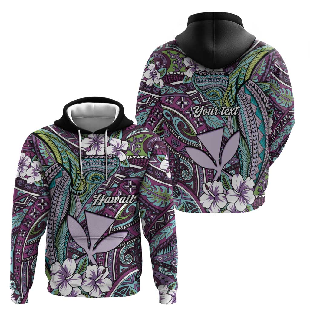 Personalised Hawaii Tribal Humpback Whale Zip Hoodie Poni Hibiscus Seamless Pattern LT9 - Polynesian Pride
