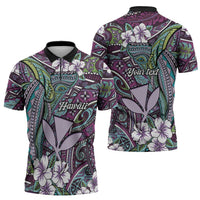 Personalised Hawaii Tribal Humpback Whale Zipper Polo Shirt Poni Hibiscus Seamless Pattern LT9 - Polynesian Pride