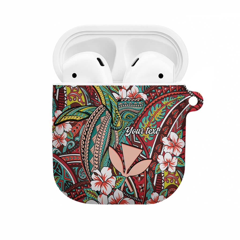 Personalised Hawaii Tribal Humpback Whale AirPods Case Ulaula Hibiscus Seamless Pattern LT9 Red - Polynesian Pride