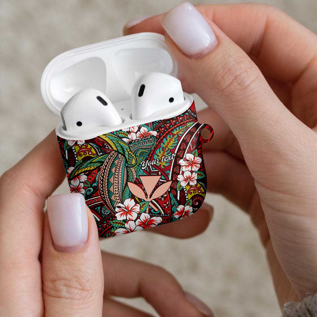 Personalised Hawaii Tribal Humpback Whale AirPods Case Ulaula Hibiscus Seamless Pattern LT9 - Polynesian Pride