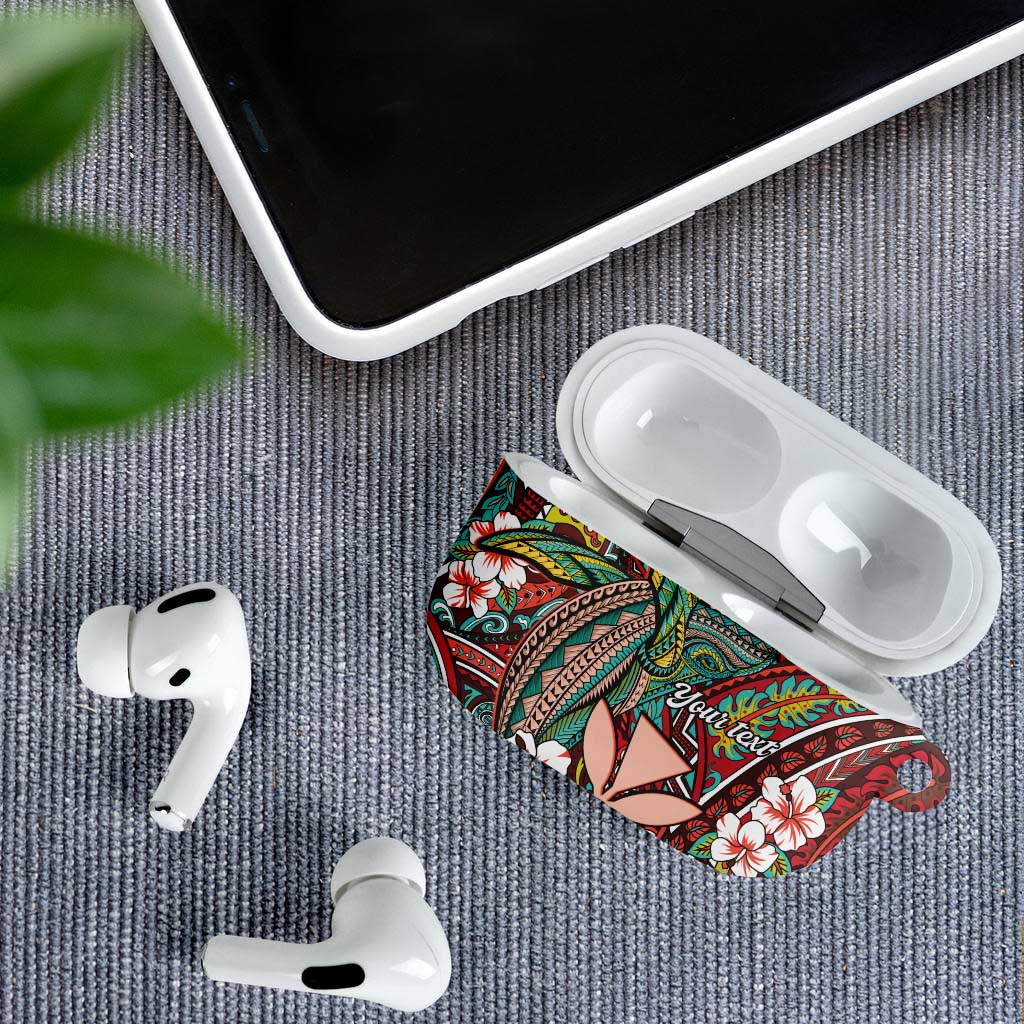 Personalised Hawaii Tribal Humpback Whale AirPods Case Ulaula Hibiscus Seamless Pattern LT9 - Polynesian Pride